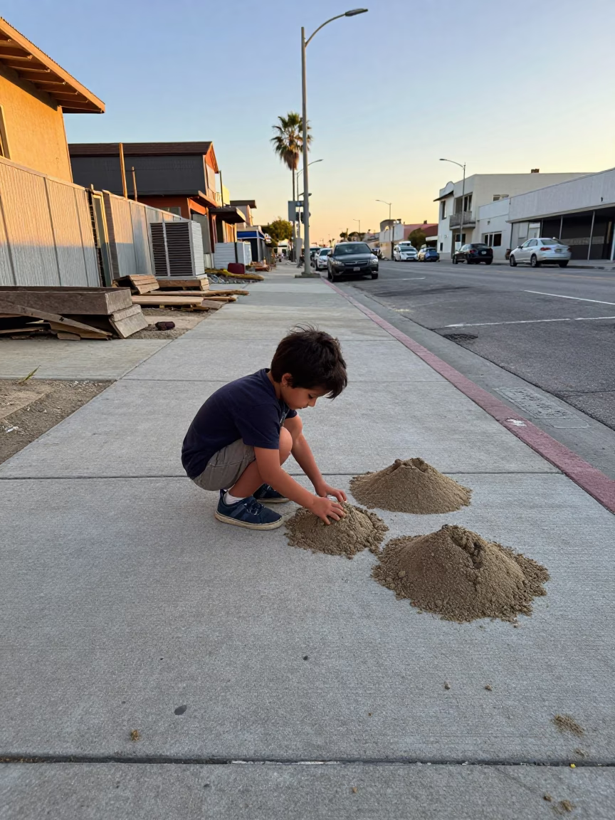Street Scene in Los Angeles at The Late Afternoon Light in in Los Angeles, California, United States