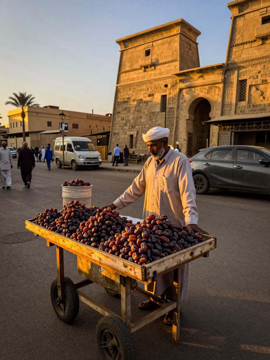 Street Scene in Luxor at Golden Hour in in Luxor, Egypt