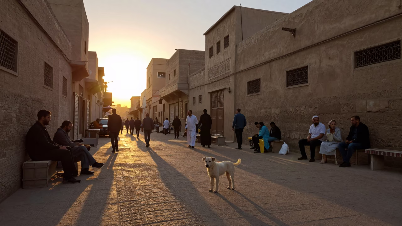 Street Scene in Luxor at Golden Hour in in Luxor, Egypt