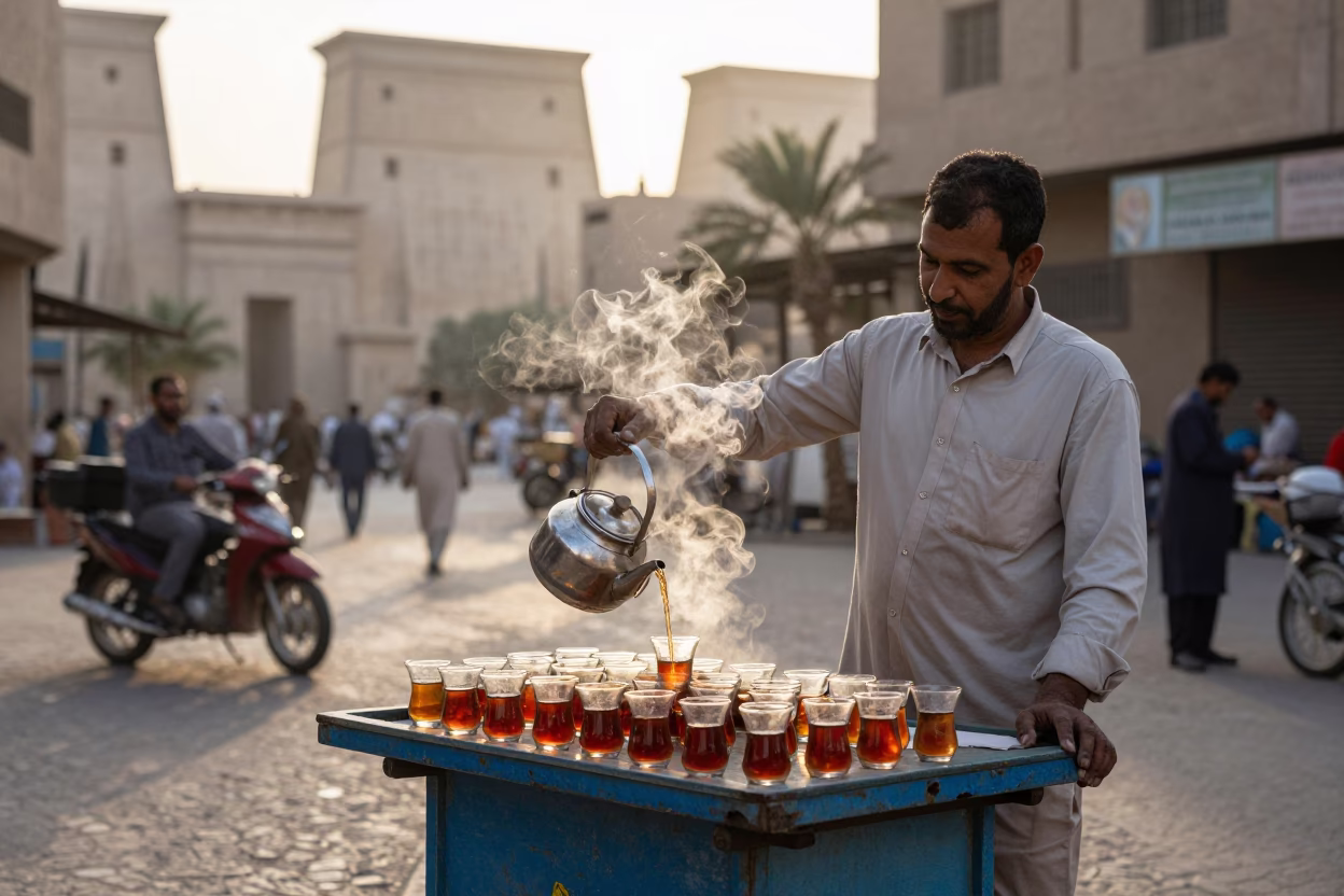 Street Scene in Luxor at The Early Morning Light in in Luxor, Egypt
