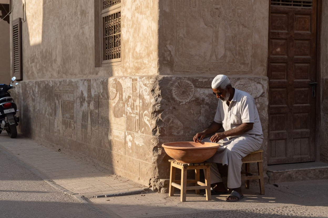 Street Scene in Luxor at The Early Morning Light in in Luxor, Egypt