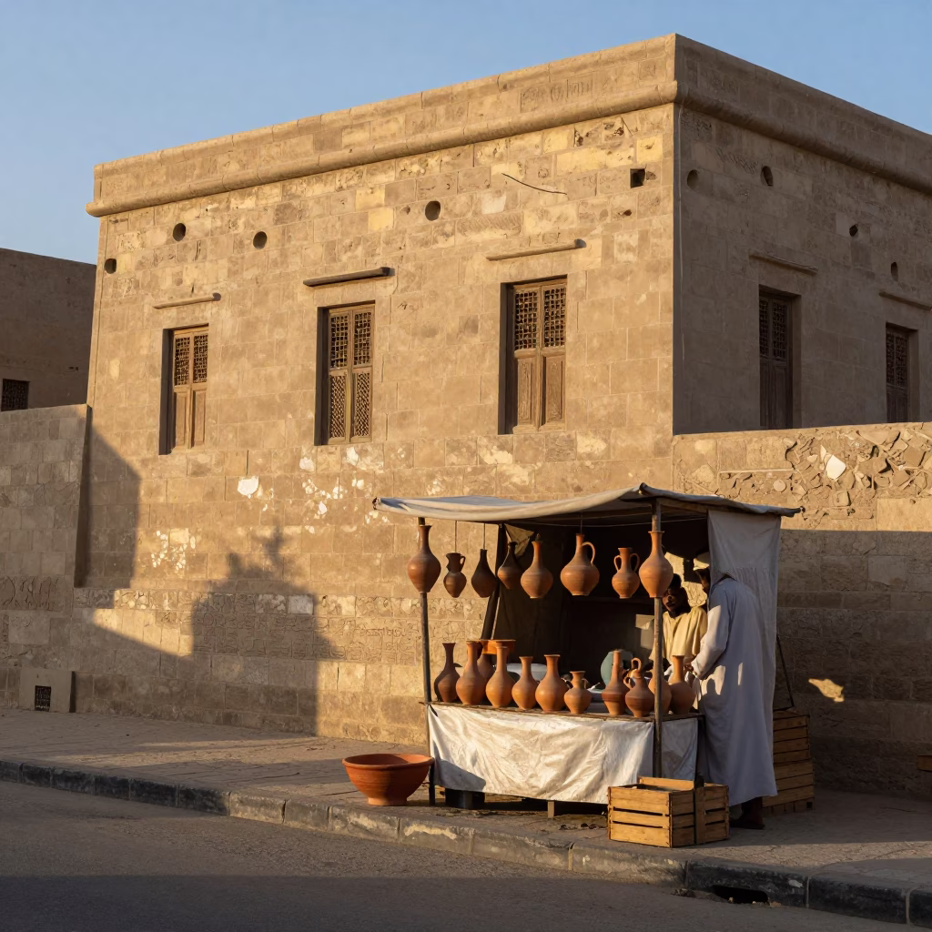 Street Scene in Luxor at The Early Morning Light in in Luxor, Egypt