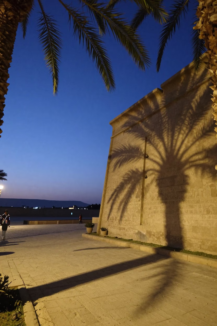 Street Scene in Luxor at Twilight in in Luxor, Egypt
