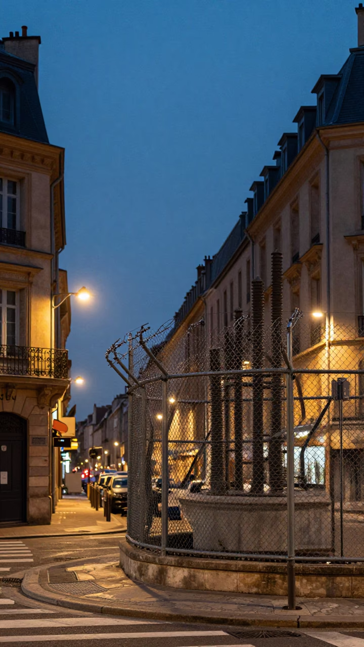Street Scene in Lyon at As City Lights Begin To Glow in in Lyon, France