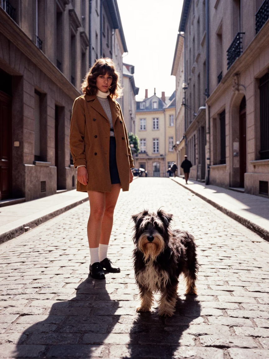 Street Scene in Lyon at Late Morning Light in in Lyon, France