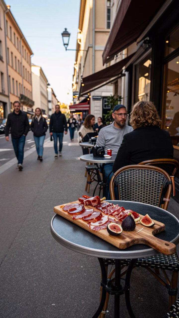 Street Scene in Lyon at The Early Afternoon Light in in Lyon, France
