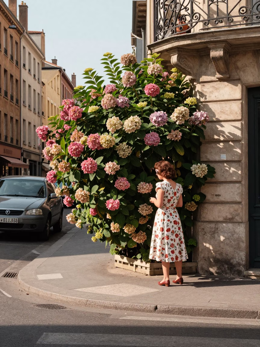 Street Scene in Lyon at The Late Morning Light in in Lyon, France