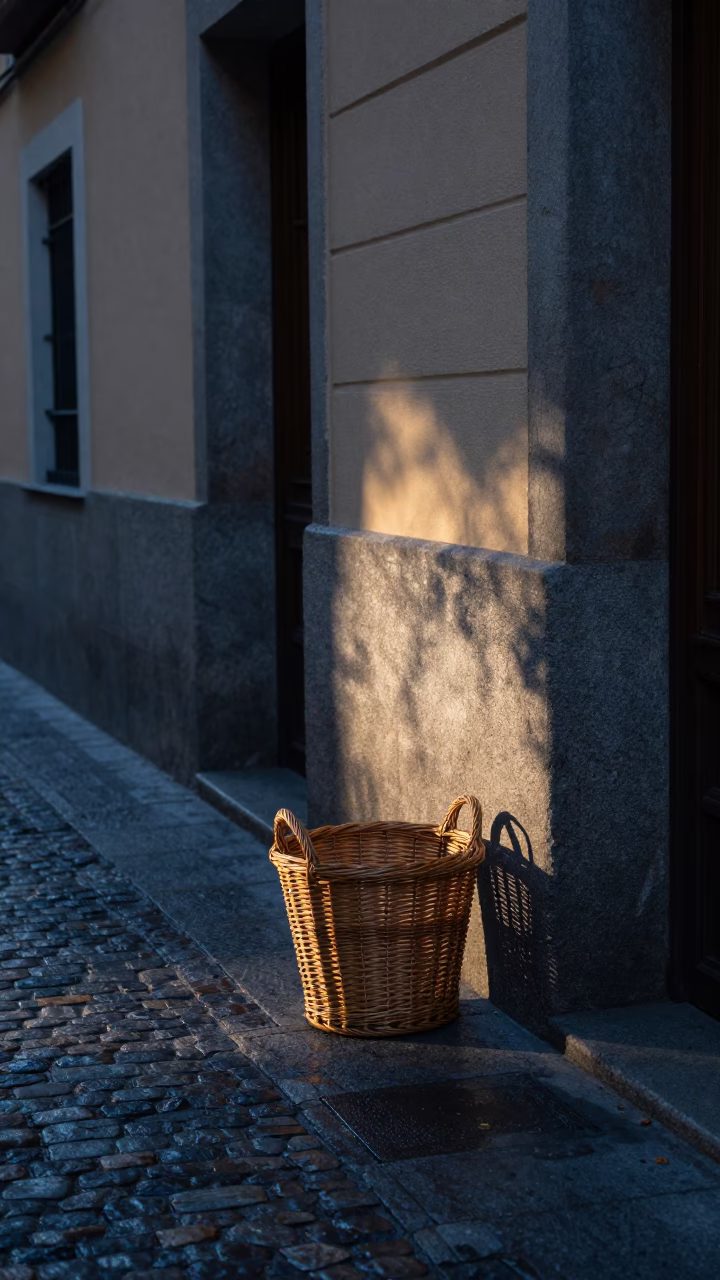 Street Scene in Madrid at Sunrise Light in in Madrid, Spain