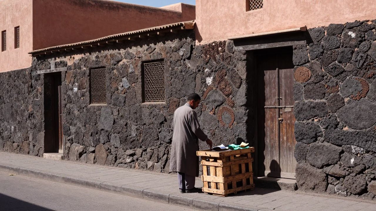 Street Scene in Marrakech at Midday Light in in Marrakech, Morocco