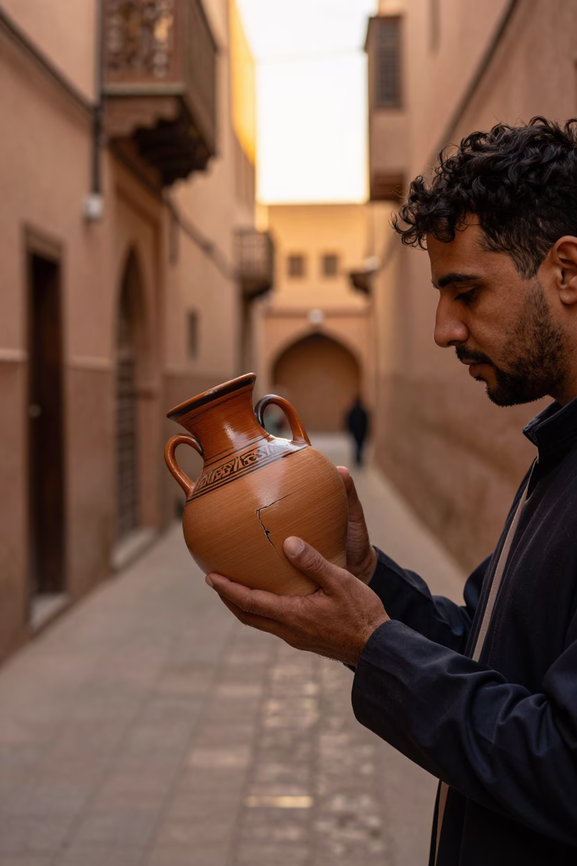 Street Scene in Marrakech at The Late Afternoon Light in in Marrakech, Morocco