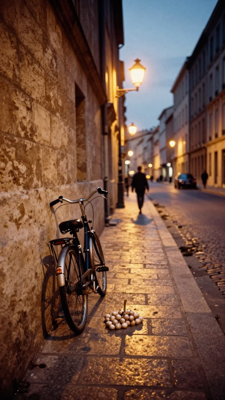 Street Scene in Marseille at As City Lights Begin To Glow in in Marseille, France