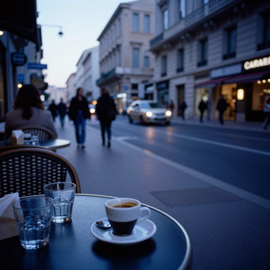Street Scene in Marseille at Blue Hour in in Marseille, France