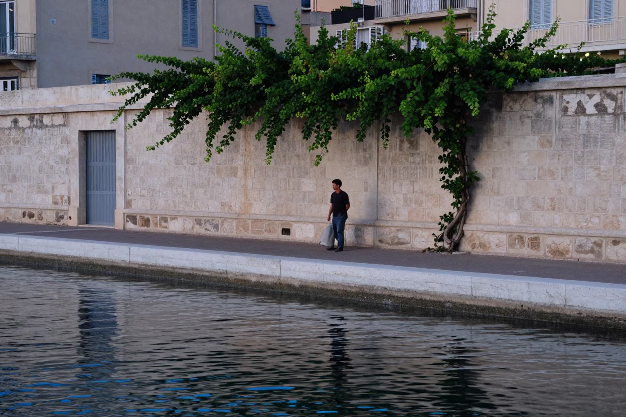 Street Scene in Marseille at Blue Hour in in Marseille, France
