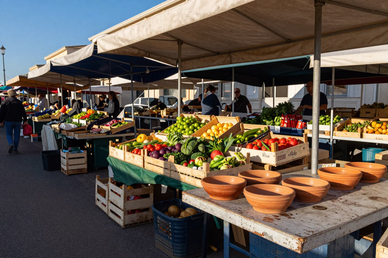 Street Scene in Marseille at Clear Late-afternoon Light in in Marseille, France