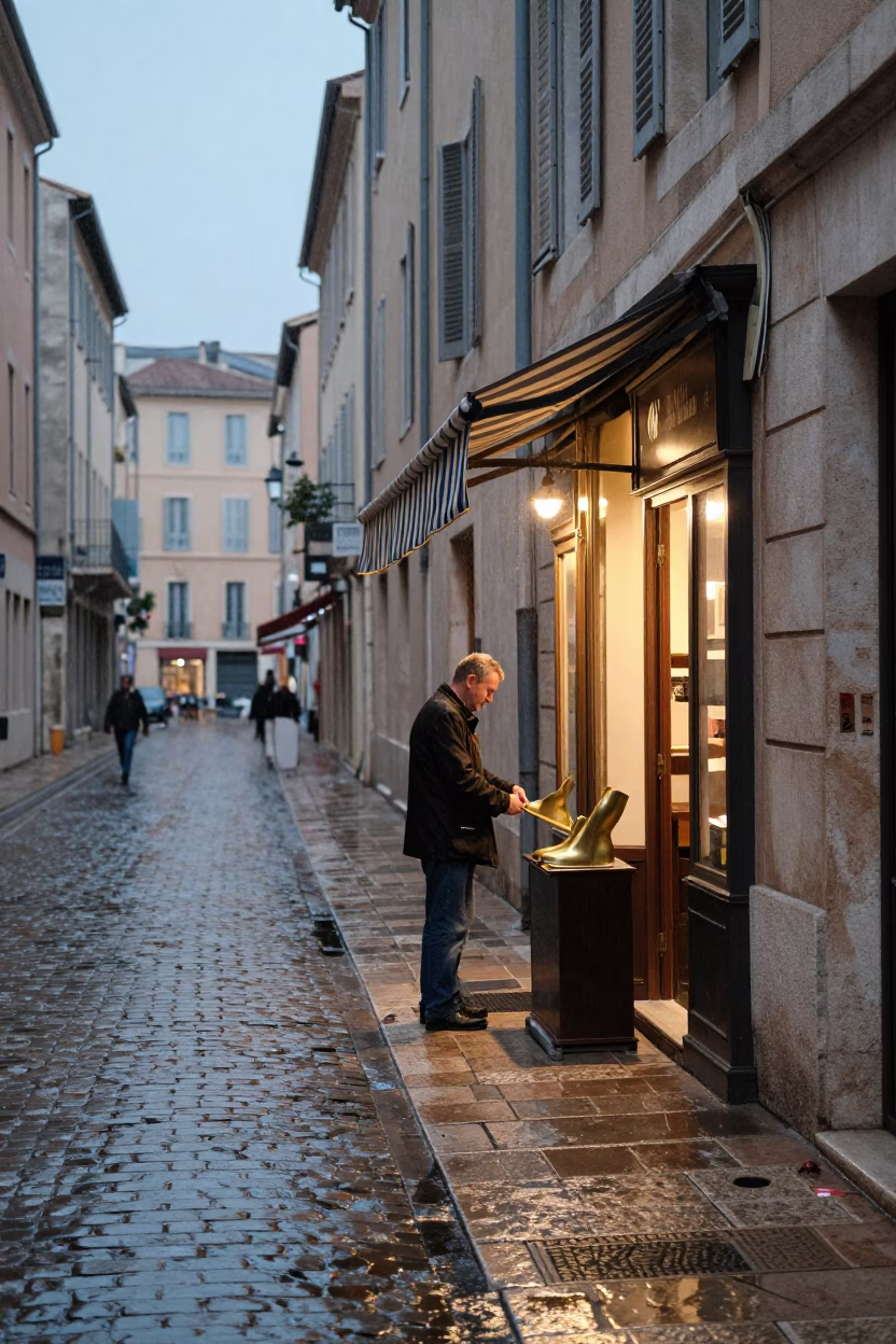 Street Scene in Marseille at Dusk Light in in Marseille, France