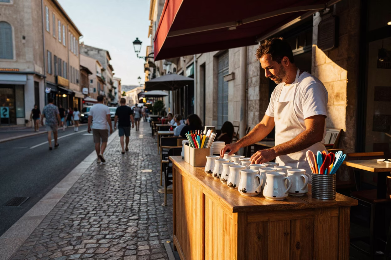 Street Scene in Marseille at Evening Light in in Marseille, France