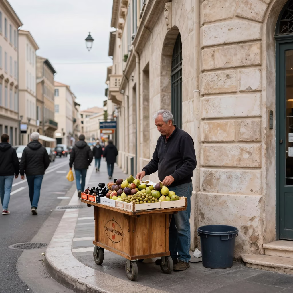 Street Scene in Marseille at Midday Light in in Marseille, France