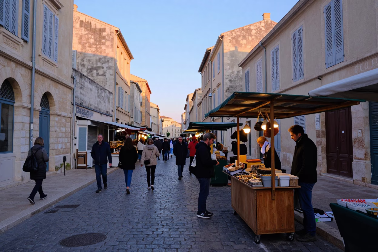 Street Scene in Marseille at The Early Morning Light in in Marseille, France