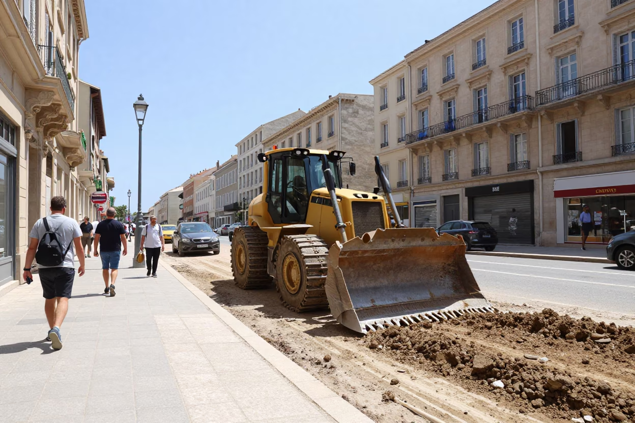 Street Scene in Marseille at The Flat Glare Of Noon Light in in Marseille, France