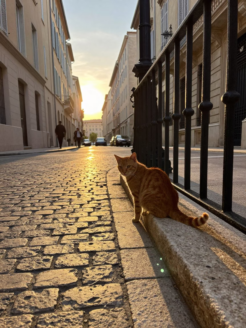 Street Scene in Marseille at The Late Afternoon Light in in Marseille, France