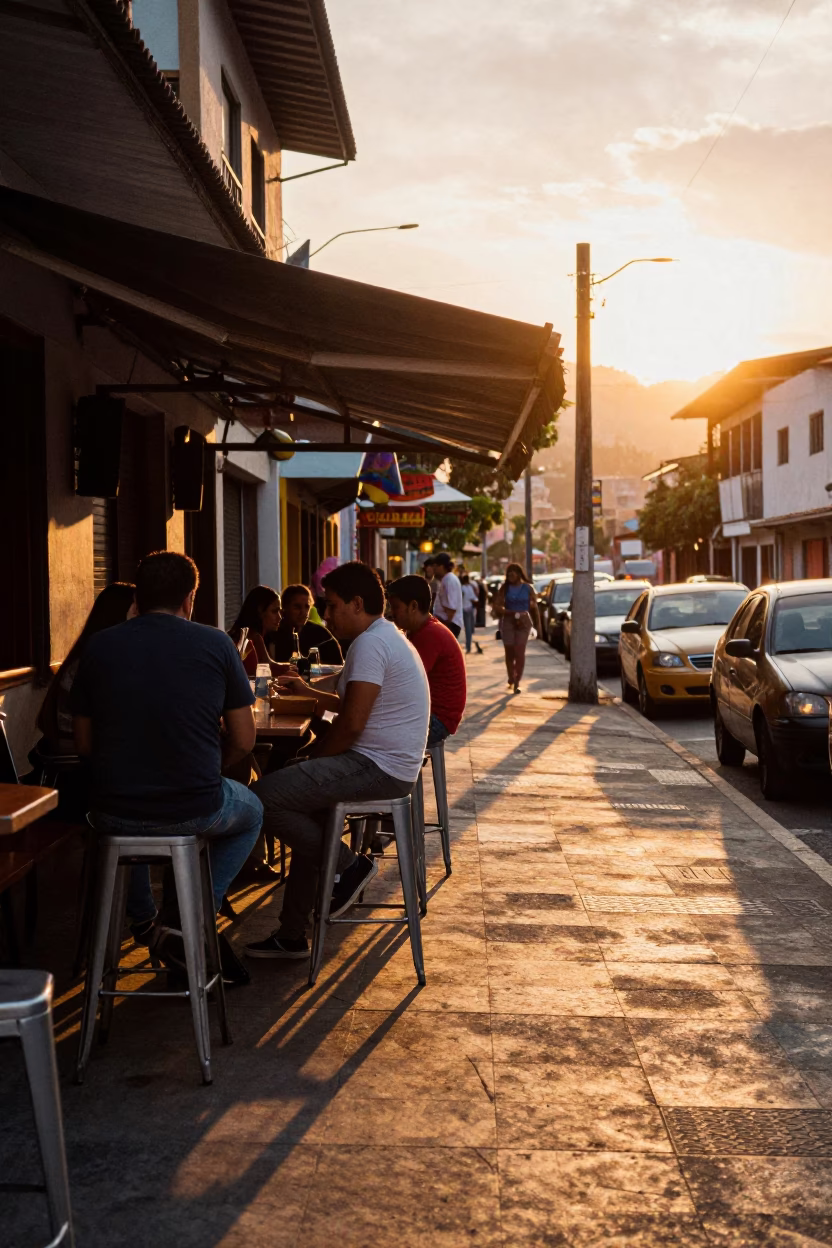 Street Scene in Medellin at Golden Hour in in Medellin, Colombia