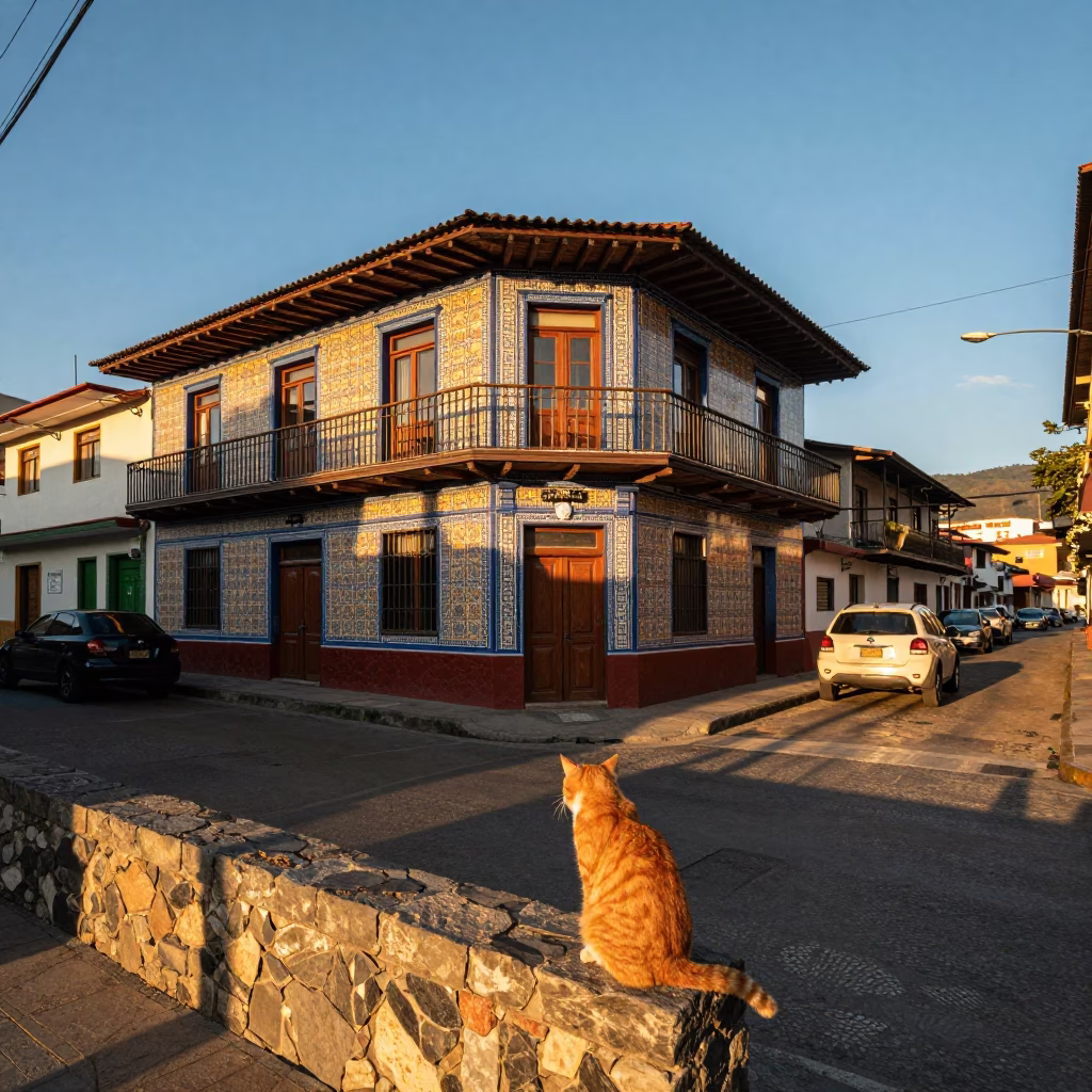 Street Scene in Medellin at Sunset Light in in Medellin, Colombia