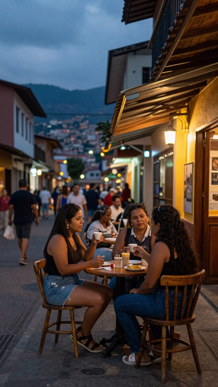 Street Scene in Medellin at Twilight in in Medellin, Colombia