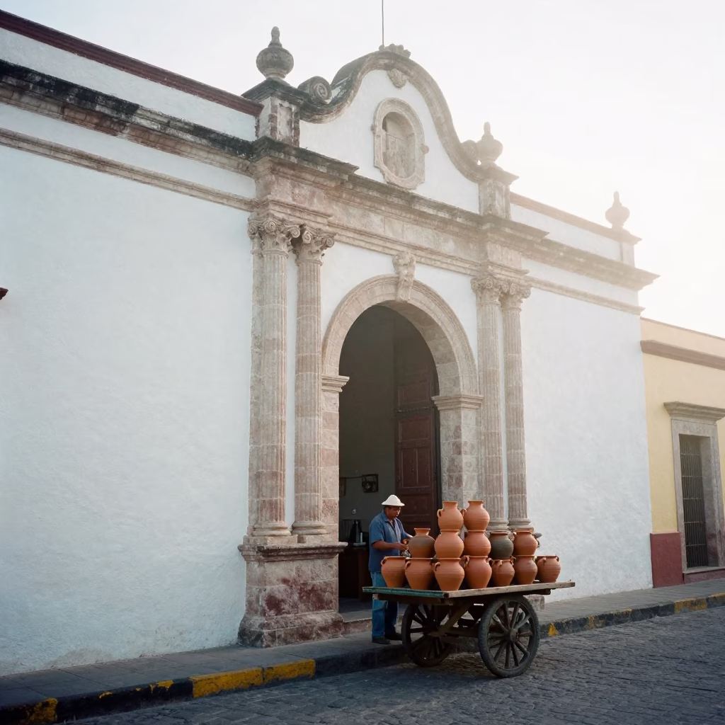 Street Scene in Merida at Dawn Light in in Merida, Mexico