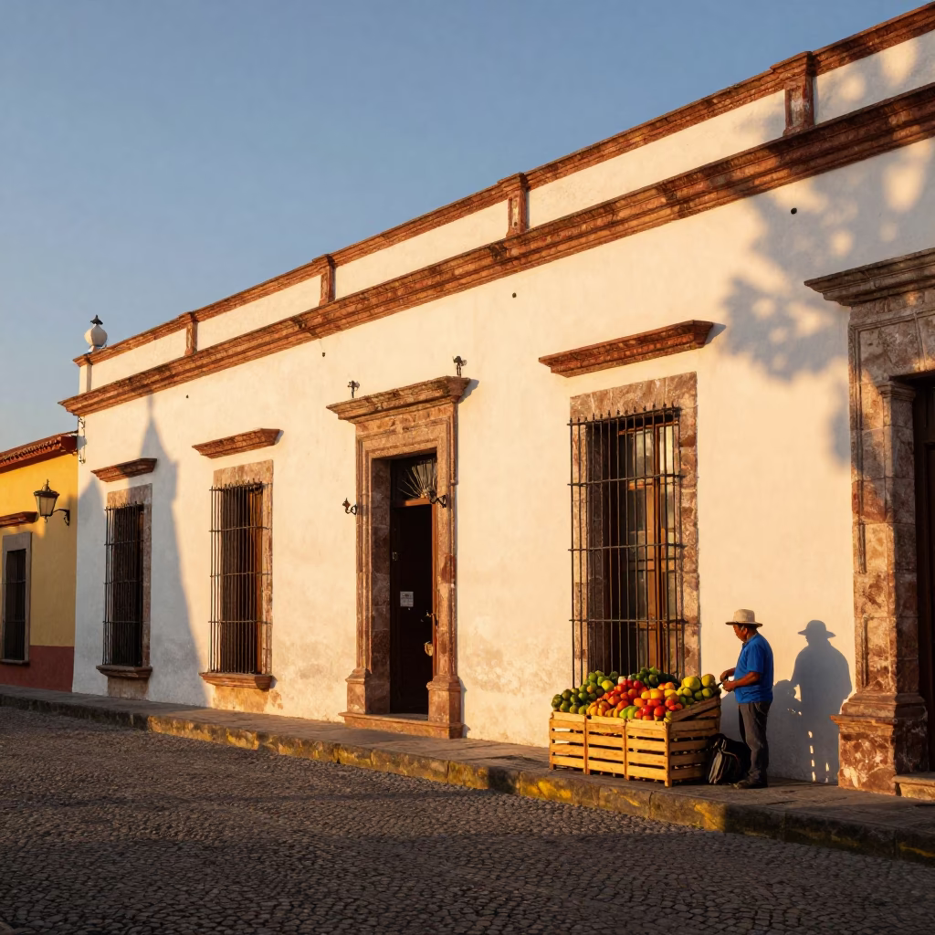 Street Scene in Merida at Sunset Light in in Merida, Mexico