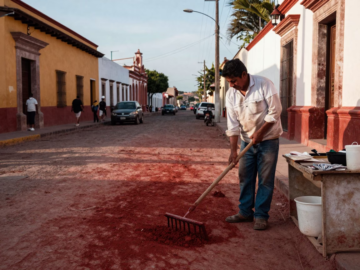 Street Scene in Merida at The Early Afternoon Light in in Merida, Mexico