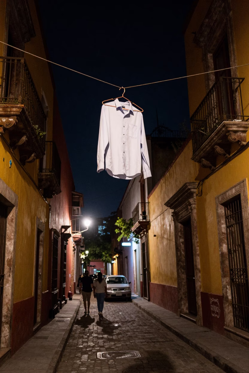 Street Scene in Mexico City at Deep In The Night Light in in Mexico City, Mexico
