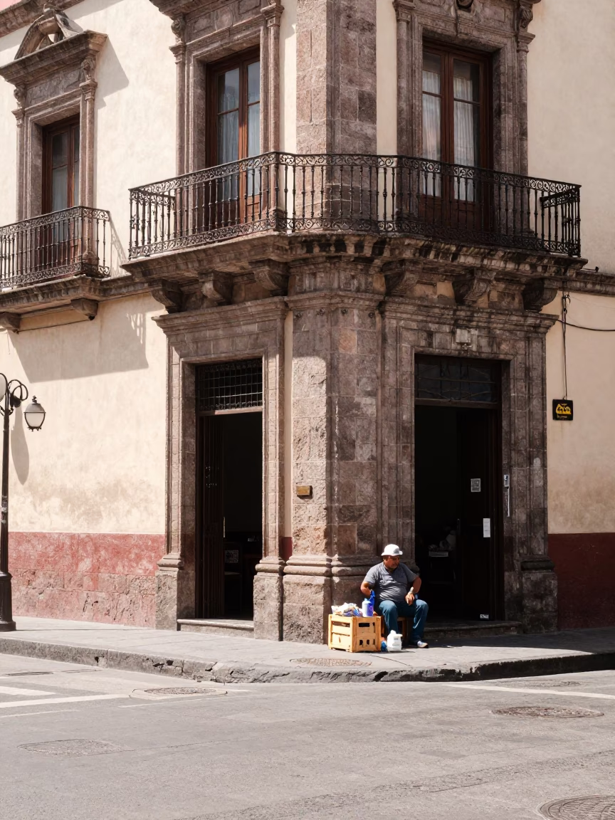 Street Scene in Mexico City at Midday Light in in Mexico City, Mexico