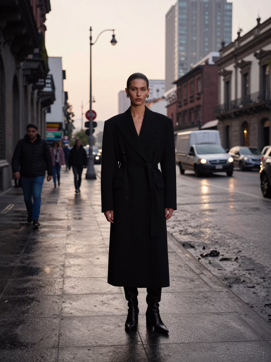 Street Scene in Mexico City at The Early Evening Light in in Mexico City, Mexico