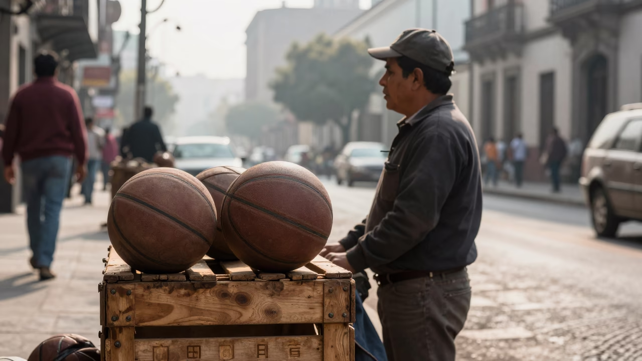 Street Scene in Mexico City at The Late Morning Light in in Mexico City, Mexico