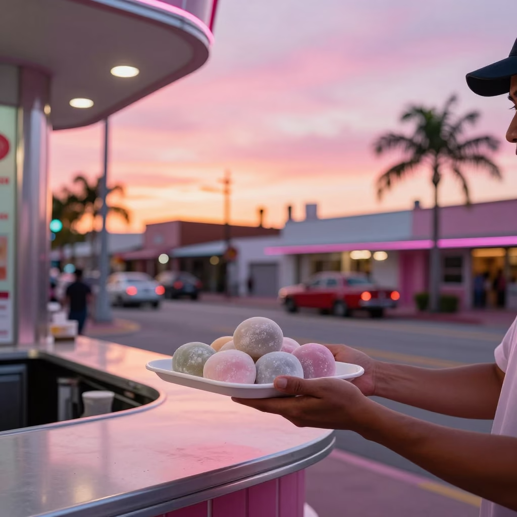 Street Scene in Miami at Sunset Light in in Miami, Florida, United States