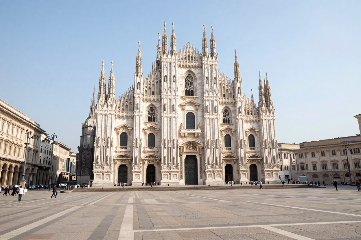 Street Scene in Milan at Afternoon Light in in Milan, Italy