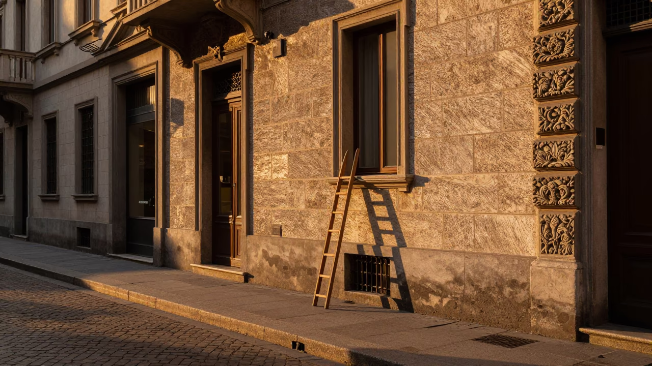 Street Scene in Milan at Honeyed Evening Light in in Milan, Italy