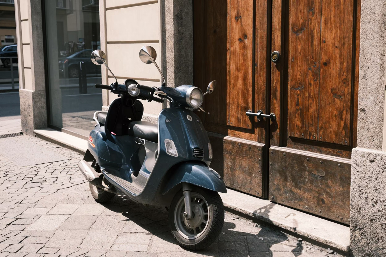 Street Scene in Milan at Midday Light in in Milan, Italy