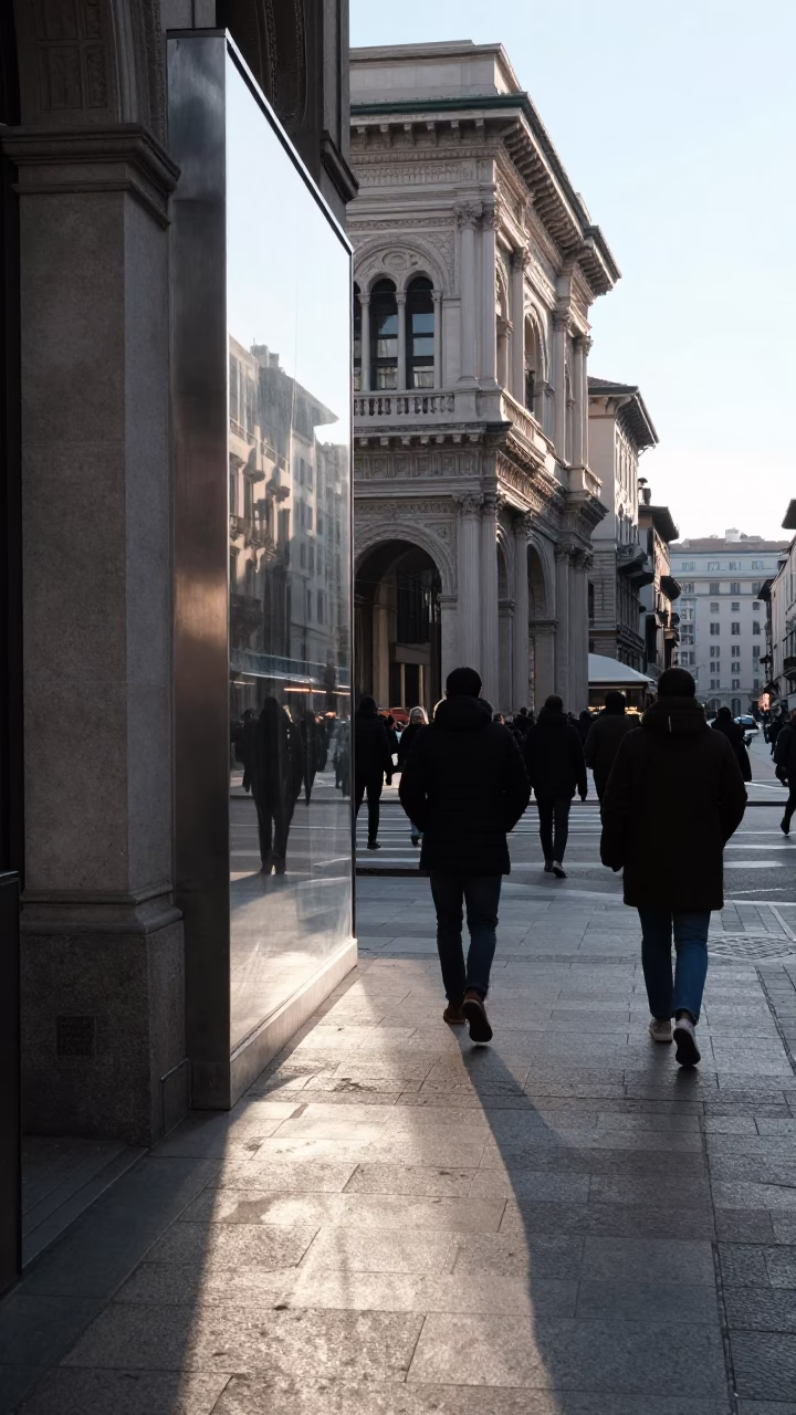 Street Scene in Milan at Noon Light in in Milan, Italy