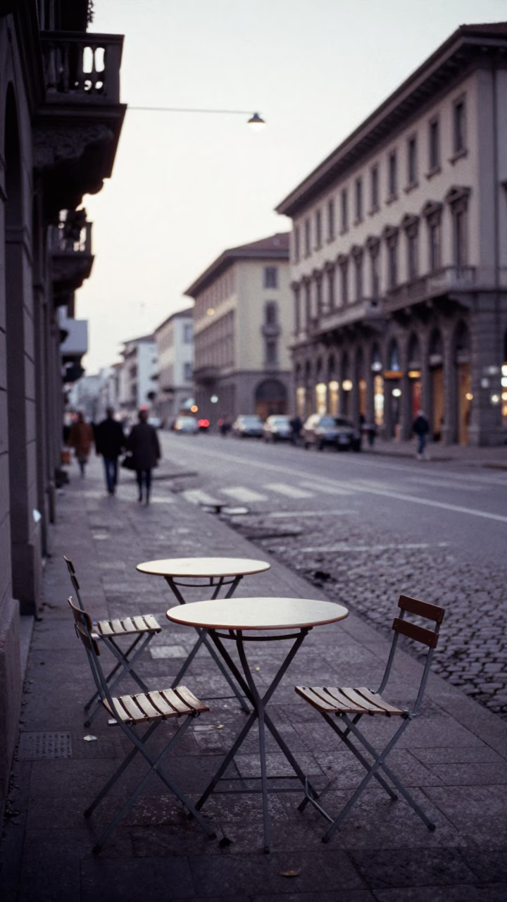 Street Scene in Milan at The Early Evening Light in in Milan, Italy
