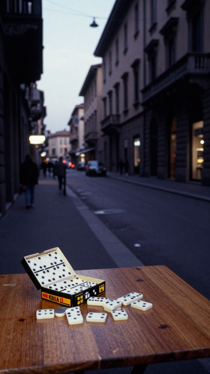 Street Scene in Milan at The Predawn Darkness Light in in Milan, Italy