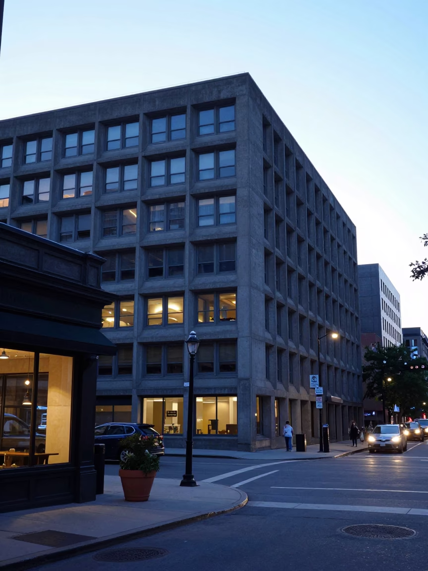 Street Scene in Montreal at Blue Hour in in Montreal, Quebec, Canada