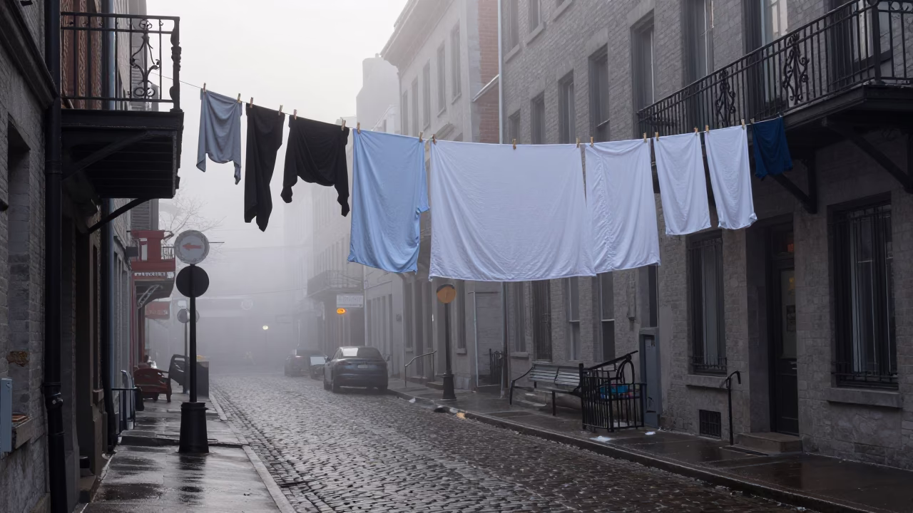 Street Scene in Montreal at Dawn Light in in Montreal, Quebec, Canada