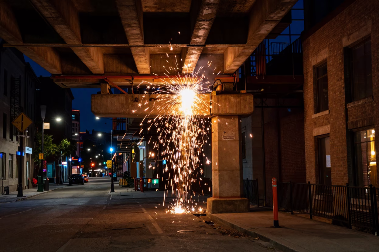 Street Scene in Montreal at Late At Night Light in in Montreal, Quebec, Canada