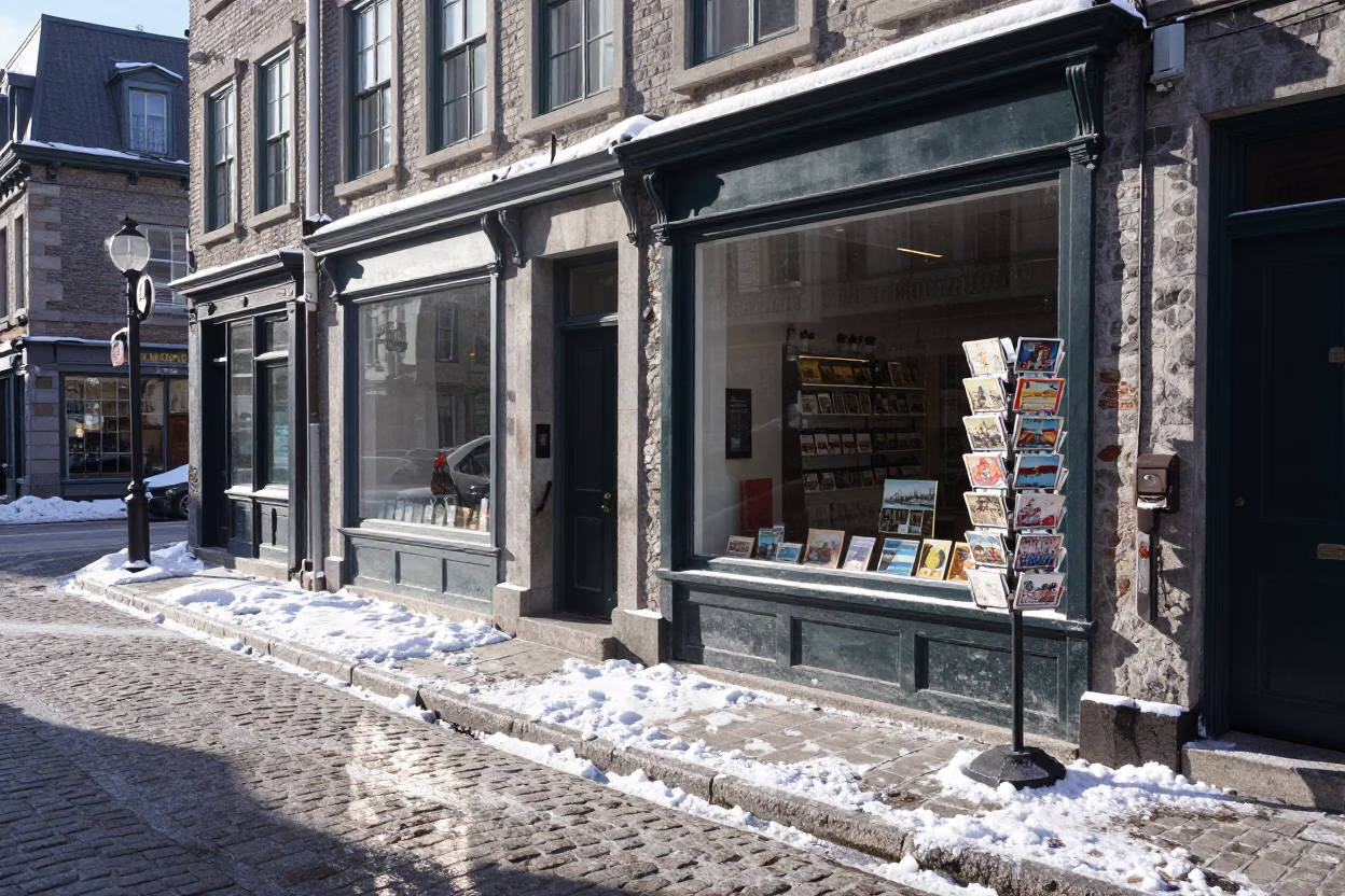 Street Scene in Montreal at Noon Light in in Montreal, Quebec, Canada