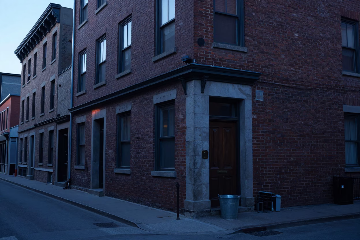 Street Scene in Montreal at Sunrise Light in in Montreal, Quebec, Canada