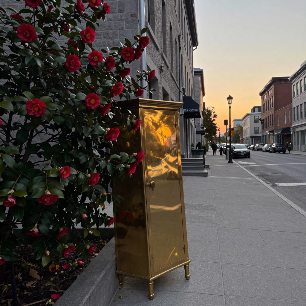Street Scene in Montreal at Sunset Light in in Montreal, Quebec, Canada