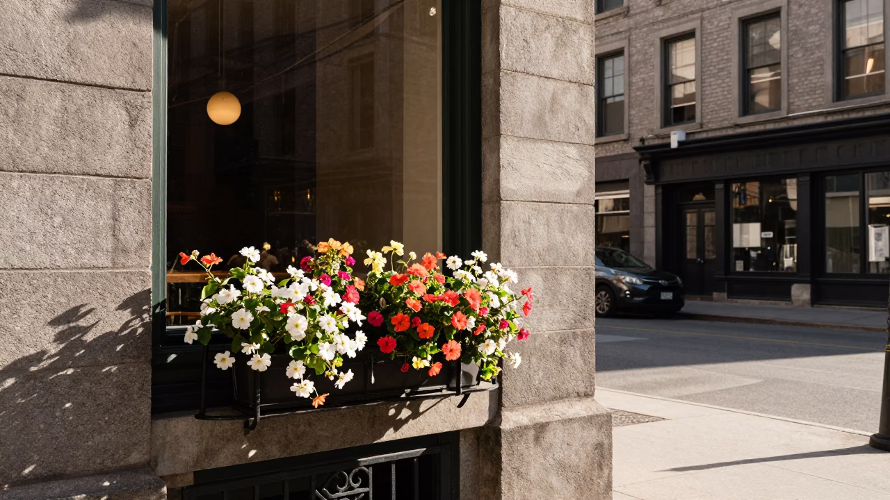 Street Scene in Montreal at The Early Afternoon Light in in Montreal, Quebec, Canada