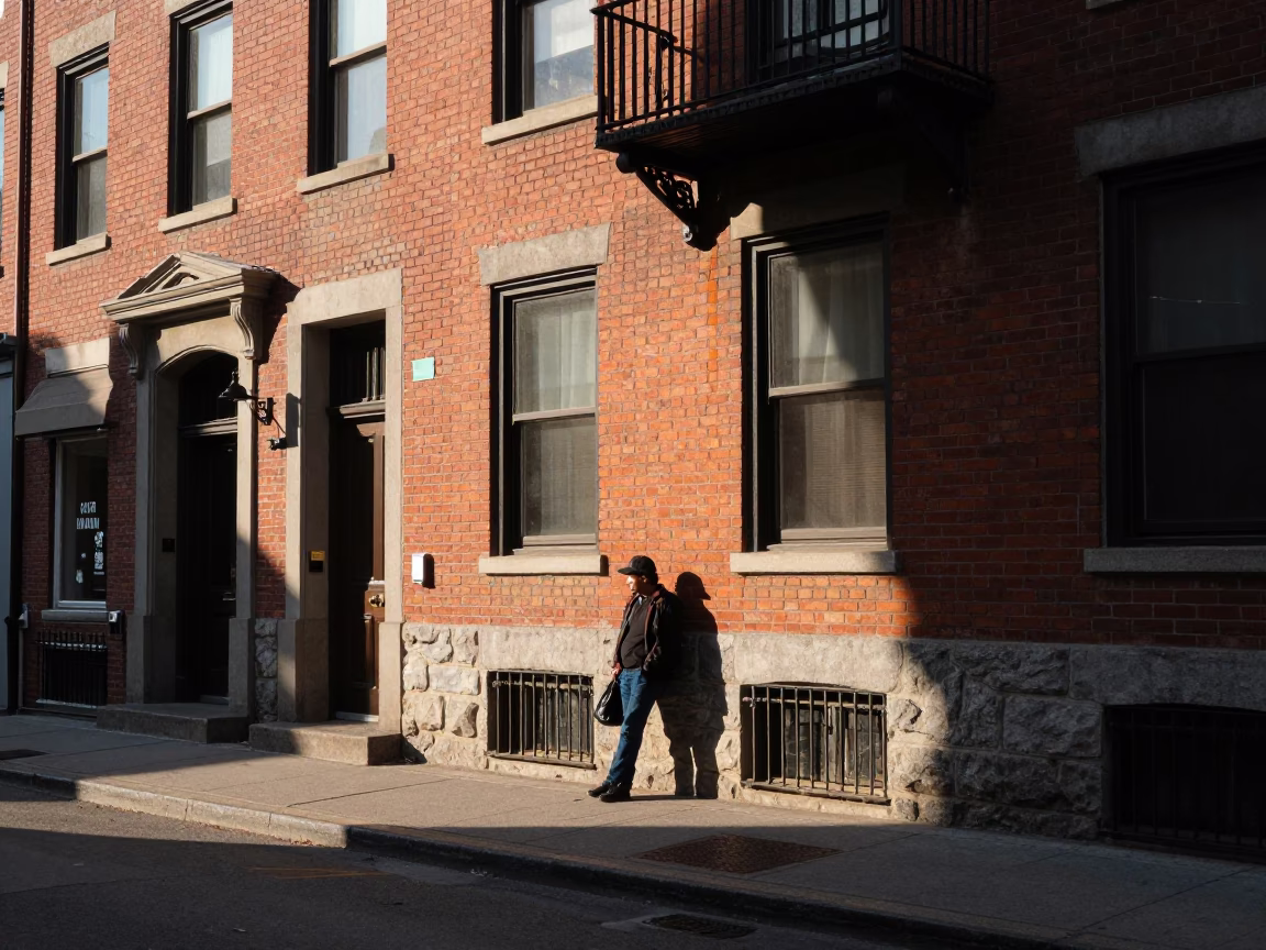 Street Scene in Montreal at The Late Afternoon Light in in Montreal, Quebec, Canada