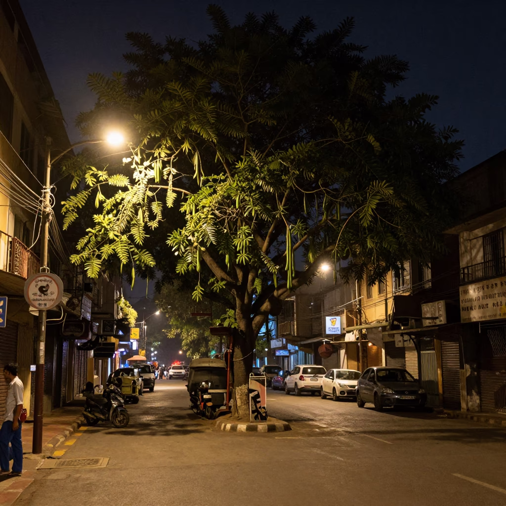 Street Scene in Mumbai at Deep In The Night Light in in Mumbai, India